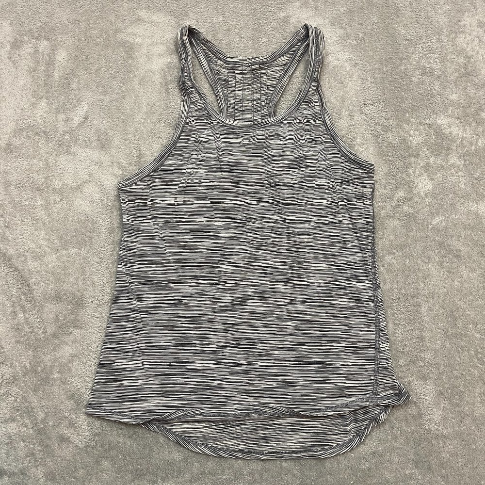 Lululemon Cool Racerback II Tank Top SMALL Size 4 Hyper Stripe White Black